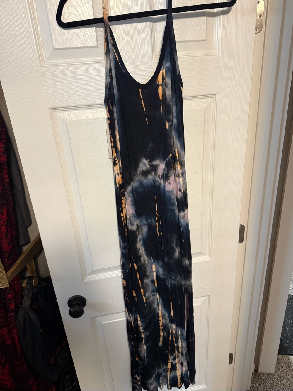 Sleeveless Tie-Dye Maxi Dress in Navy & Rust